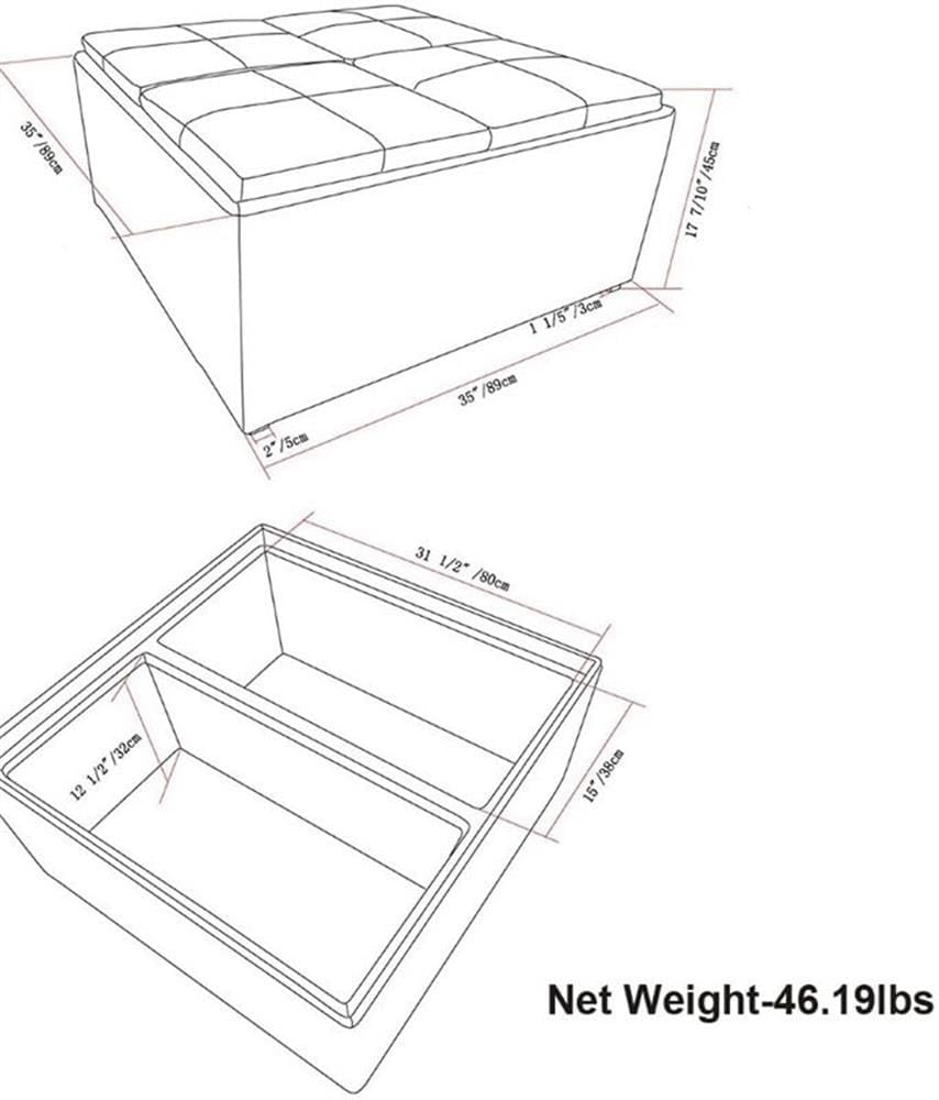 Square Leather Storage Ottoman