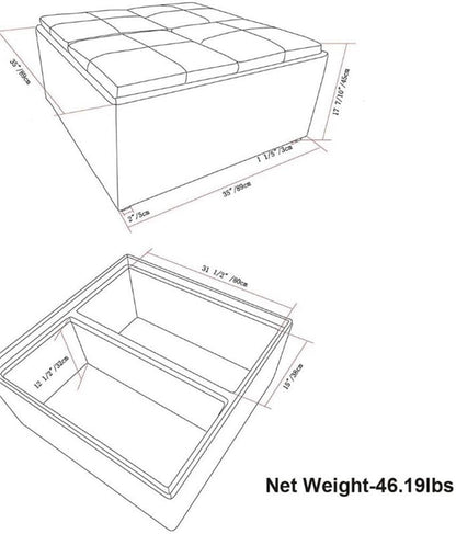 Square Leather Storage Ottoman