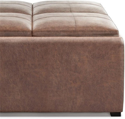 Square Leather Storage Ottoman
