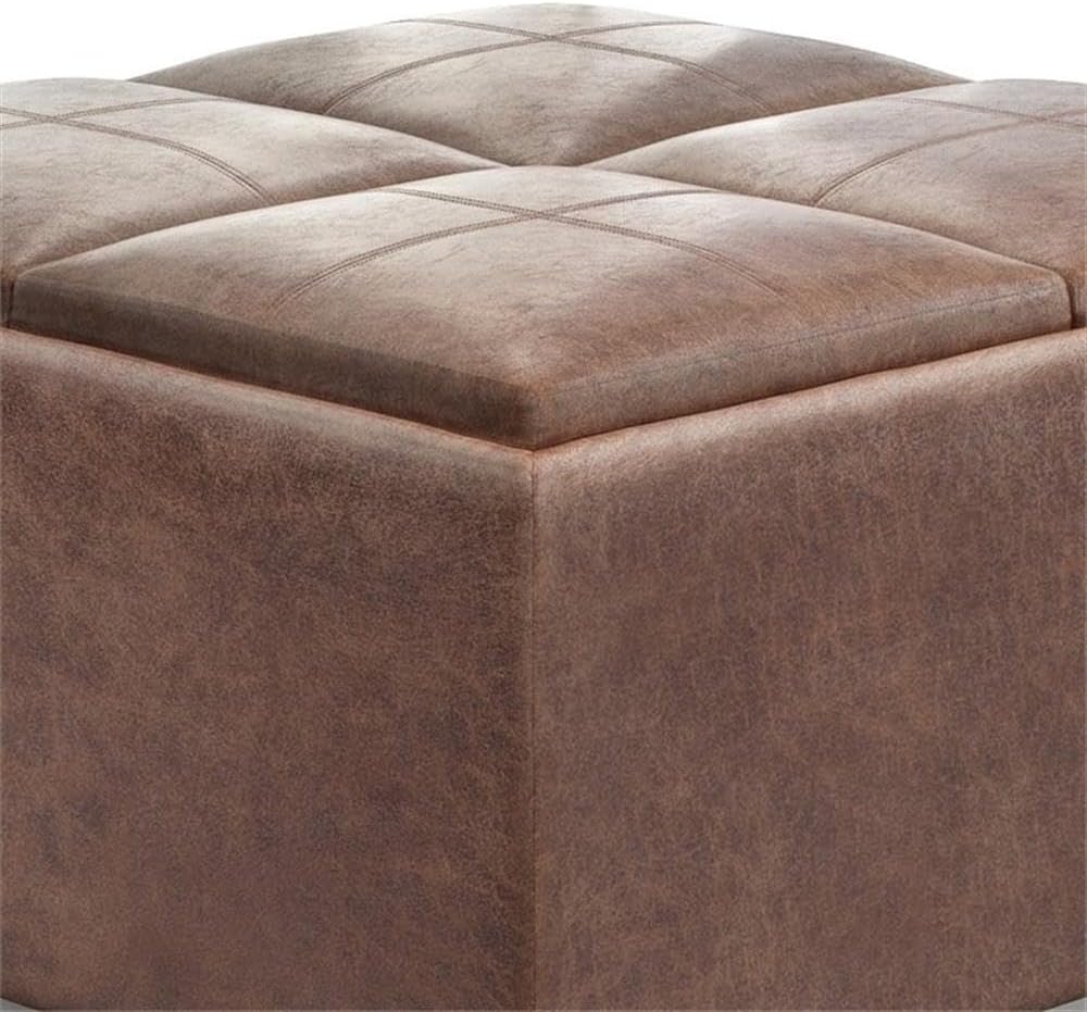 Square Leather Storage Ottoman