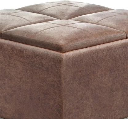 Square Leather Storage Ottoman