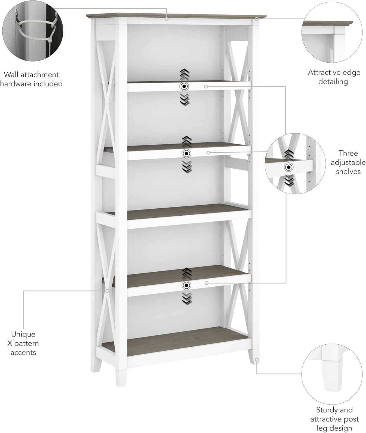 Modern Shiplap Storage Bookcase Shelf
