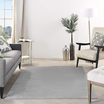 Solid Contemporary Silver Area Rug