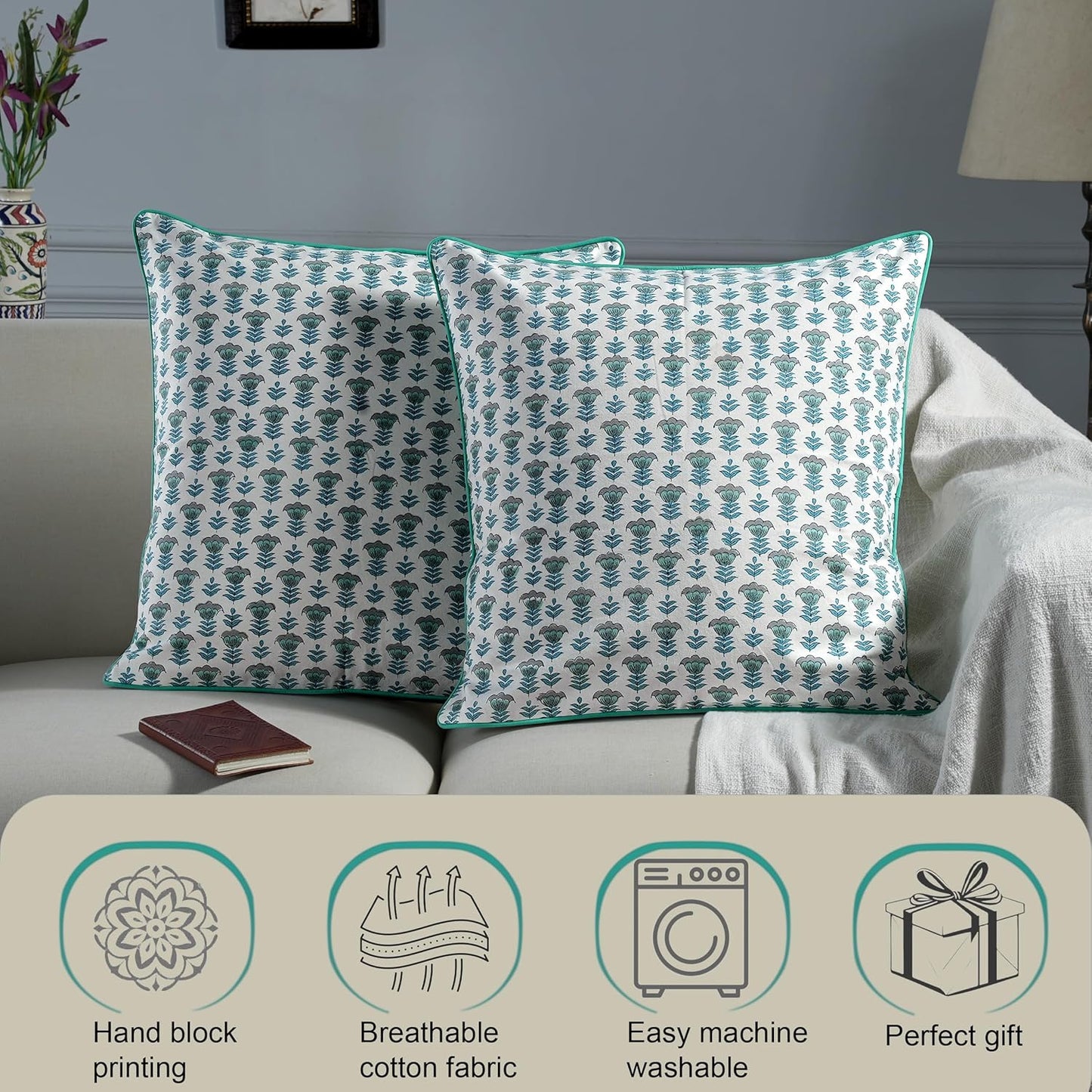 Aquamarine Farmhouse Decorative Cushion Pillow