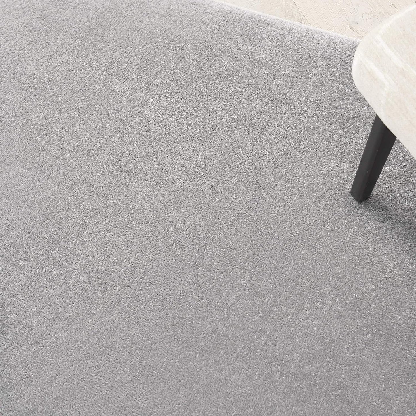 Solid Contemporary Silver Area Rug
