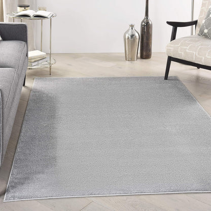 Solid Contemporary Silver Area Rug