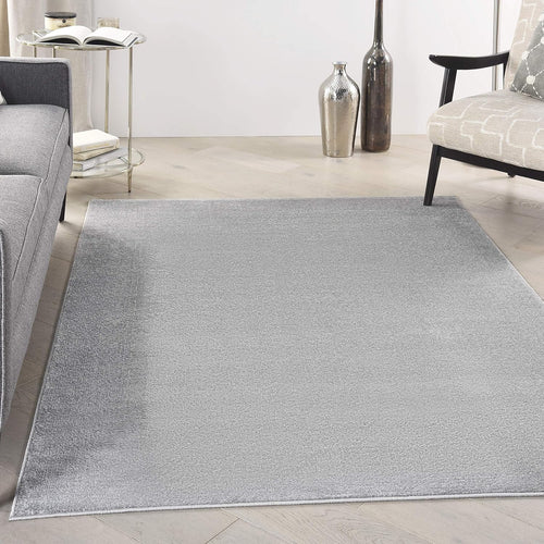 Solid Contemporary Silver Area Rug