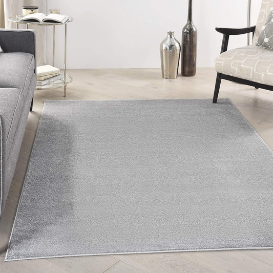 Solid Contemporary Silver Area Rug